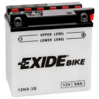 Baterie EXIDE 12N9-3B, 12V 9Ah, za sucha nabitá. Náplň součástí balení.